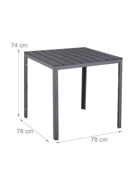 Masă Pliabilă Din Plastic Pentru Spații Exterioare Mici Cu Ramă Metalică Gri 74x78x78cm