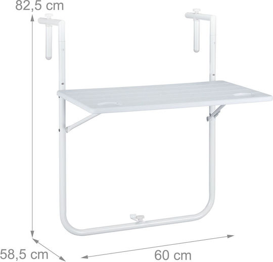 Table for Small Outdoor Spaces Foldable Wooden with Metal Frame White 82.5x60x58.5cm