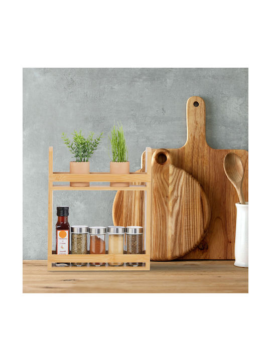 Relaxdays Rack Spice Jar from Bamboo on Beige Base