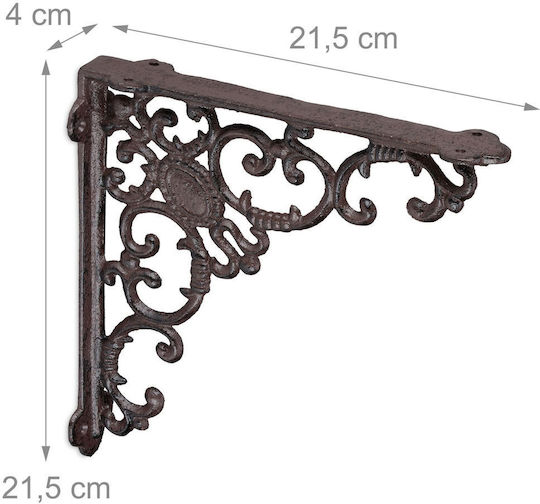 Relaxdays Raft De Colț Din Metal Maro 215x215mm 2 Bucăți 10032096_93