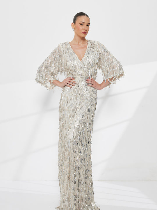 Rochie Maxi Pentru Nuntă / Botez Argintie