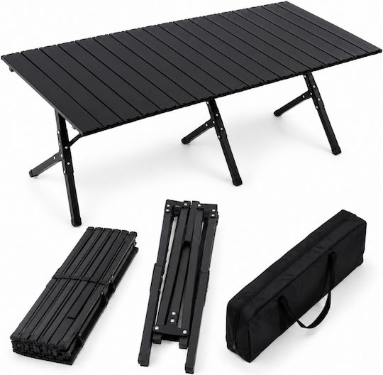 ForHome Metallisches Campingmöbel Klapptisch 120x60x45cm Schwarz