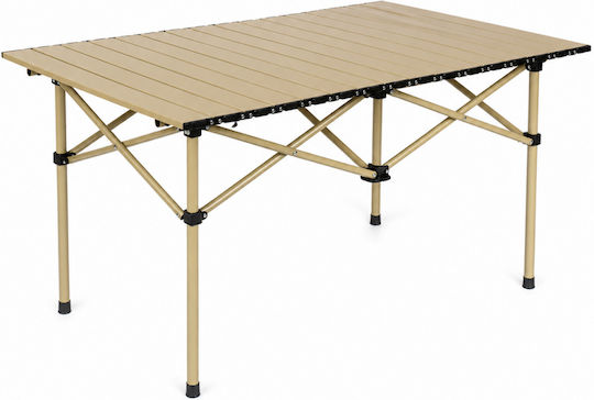 ForHome Metal Camping Table Folding 120x55x63cm Beige