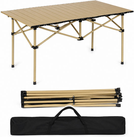 ForHome Metal Camping Table Folding 120x55x63cm Beige