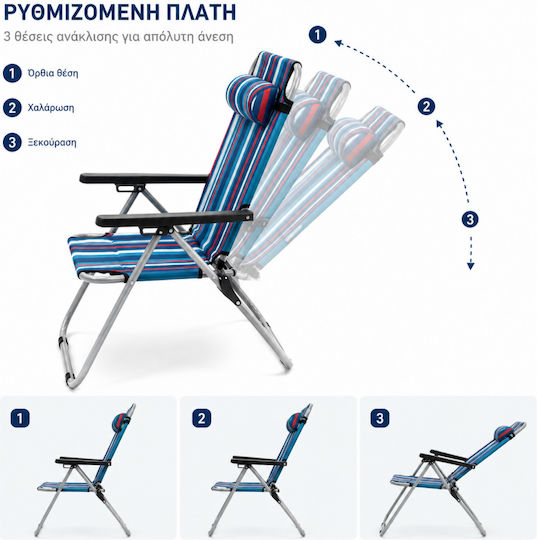 ForHome Καρέκλα Παραλίας Μπλε 52x73x94εκ.