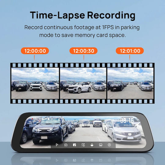 70Mai S500 Комплект Огледало с Камера DVR за Автомобил 1944P със Дисплей 9.35" Wi-Fi и Задна Камера