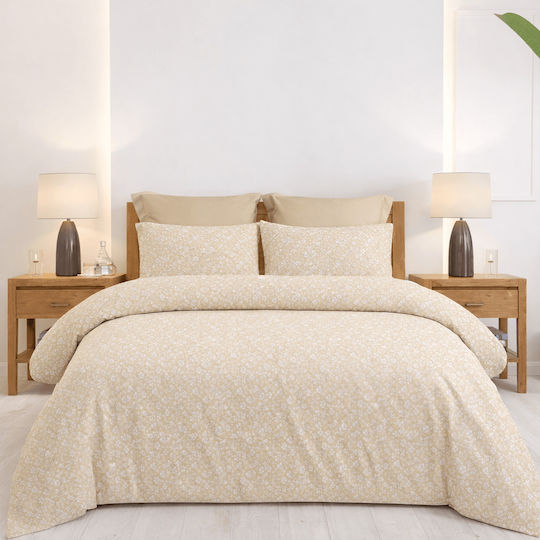 Astron Italy Emily Super-Double Bed Sheets Set 4 Pieces 245x260cm Beige