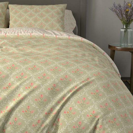 Charalambidis Textiles Exochi Bettlaken King Size mit Gummibettlaken 230x260cm Grüne