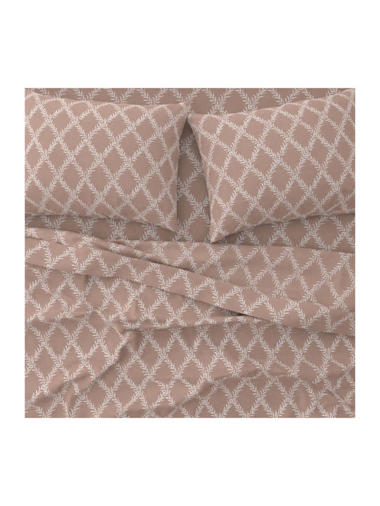 Astron Italy Lucia Set Bed Sheets King Size With Rubber Hugger 245x260cm Chocolate 4 Pieces