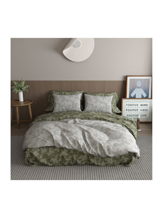 Charalambidis Textiles Κρίνος Σεντόνι King Size με Λάστιχο 230x260εκ. Λαδί