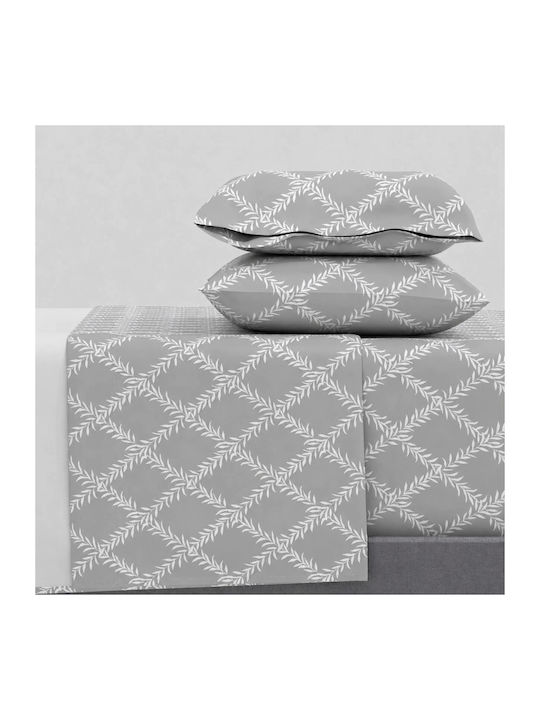 Astron Italy Lucia Set Bed Sheets King Size With Rubber Hugger 245x260cm Olive 4 Pieces