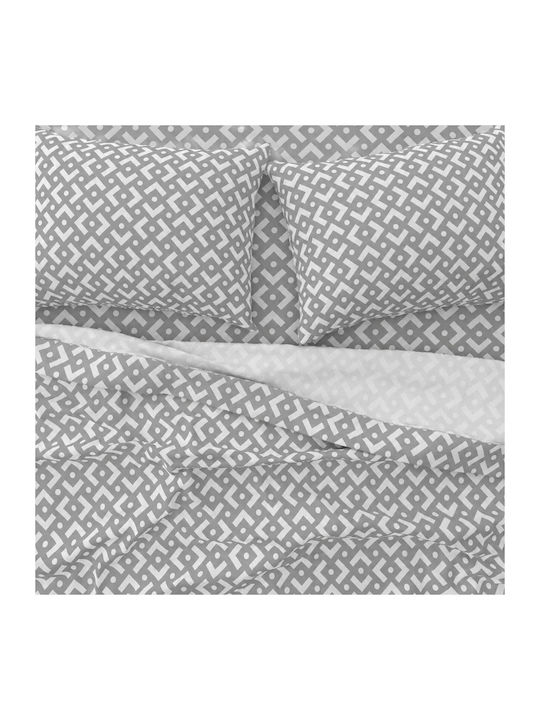 Astron Italy Chiara Set Bed Sheets King Size With Rubber Hugger 245x260cm Gray 4 Pieces