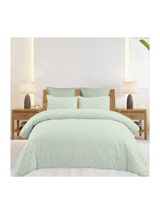 Astron Italy Emily Set Bed Sheets Double With Rubber Hugger 160x200+40cm Olive 4 Pieces