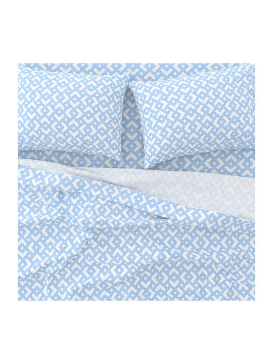 Astron Italy Chiara King Size Bed Sheets Set With Rubber Hugger 245x260cm Chiara Blue 4 Pieces