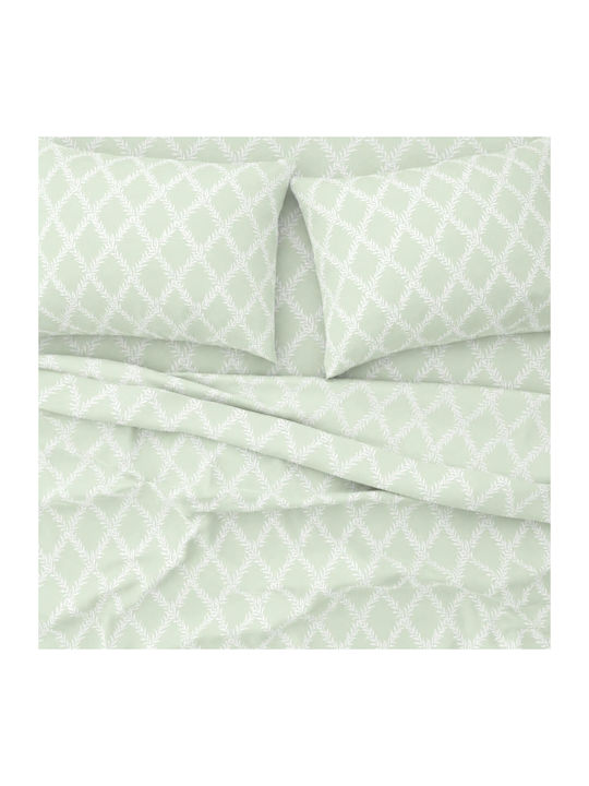 Astron Italy Lucia Set Bed Sheets King Size With Rubber Hugger 245x260cm Olive 4 Pieces