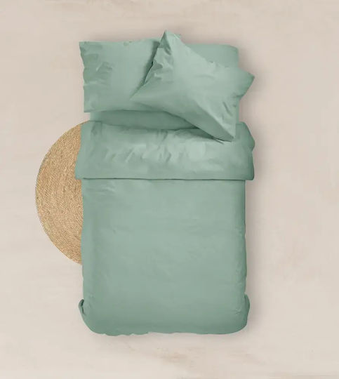 Borea Festbettlaken Einzel mit Gummibettlaken 100x200+25cm Blau