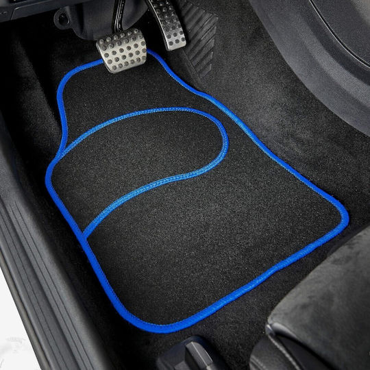 Universelle Textil Auto Fußmatten Set 4 Stück Vorderseite Rückseite Rutschfest Schwarze Blaue