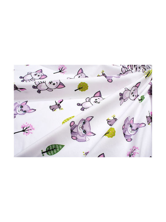 Dimcol Baby Bettlaken Für Krippe Baumwolle Angepasst Baby Foxes 594 Weiß 70x140cm