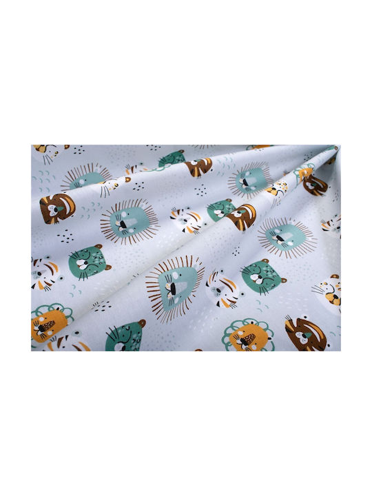 Dimcol Детски Чаршаф За Количка Памучен с Ластик Big Cats 28 Тюркоазен 70x140см