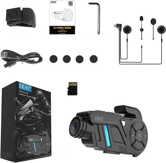 EJEAS K1 Pro+ Μονή Ενδοεπικοινωνία για Κράνος Μηχανής με Bluetooth & Κάμερα