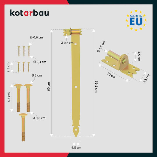 Kotarbau Strap Hinge 600 Mm Gold Galvanized Steel Garage Door Hinge Shutters Gazebo Hinge