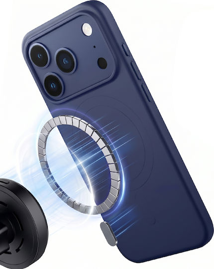 Bigben Husa Iphone 17 Pro Compatibil Cu Magsafe Din Silicon Moale Cu Finisaj Soft Touch Albastru Închis