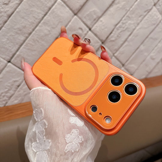 Matte Magnetic Case Flippy Compatible Iphone 17 Made Tpu Pc Eco Leather Orange