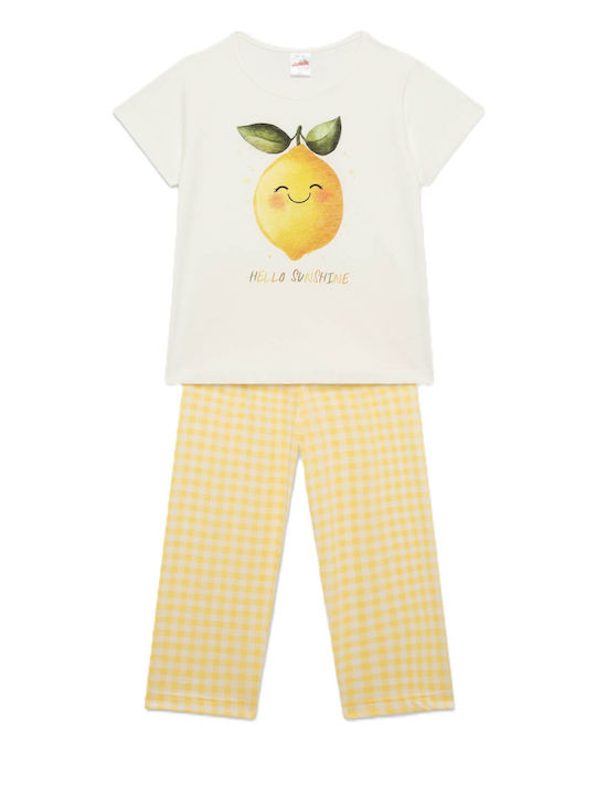 Minerva Παιδική Πιτζάμα Καλοκαιρινή Εκρου Lemon