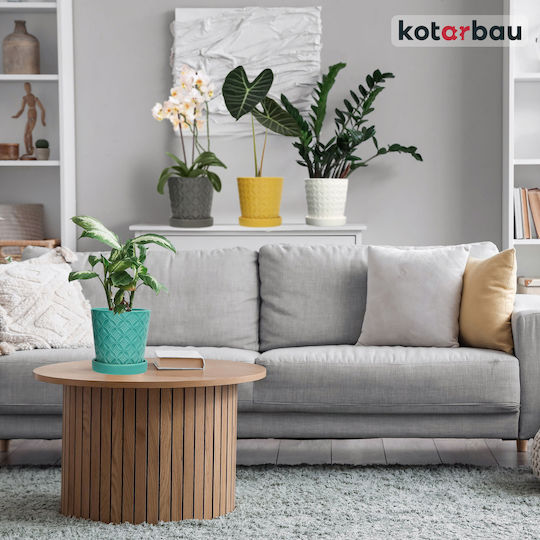 Kotarbau Ceramic Turquoise Flower Pot with Saucer 13x13cm