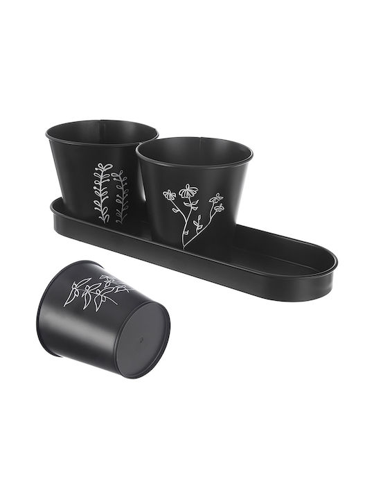Orion Set of 4 Blackline Flower Pots with Saucer