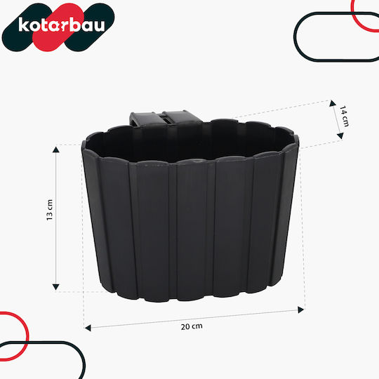 Kotarbau Σετ 4 Γλάστρες Πλαστικές Anthracite