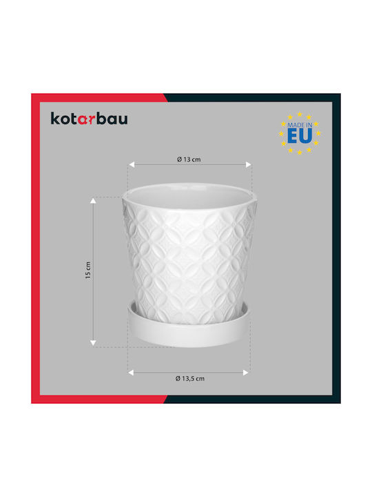 Kotarbau Set of 2 White Ceramic Flower Pots with Saucer