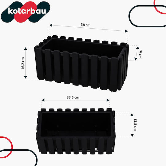Kotarbau Σετ 4 Ζαρντινιέρες Ξύλινες Anthracite