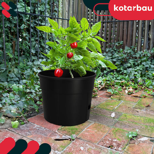 Kotarbau Set 4 Ghivece de Flori Din Plastic Negre