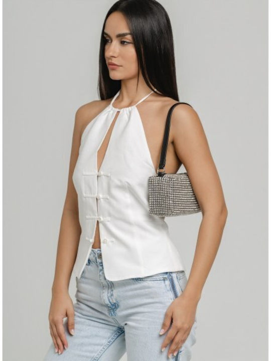 Fabric Women's Shoulder Bag Silver