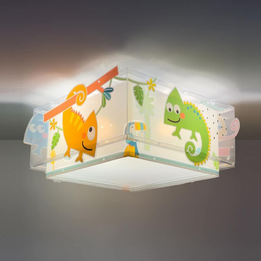 Ango Happy Jungle Einfaches Licht Kinderzimmer-Deckenleuchte aus Kunststoff mit E27-Fassung Hellblau 30x30cm