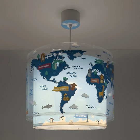 Ango Kids World Μονόφωτο Παιδικό Φωτιστικό Κρεμαστό από Πλαστικό 15W με Υποδοχή E27 Μπλε 33x25cm
