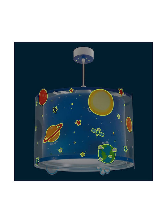 Ango Planets Single-Light Kids Ceiling Light Hanging Made of Plastic 15W with E27 Base Light Blue 35cm