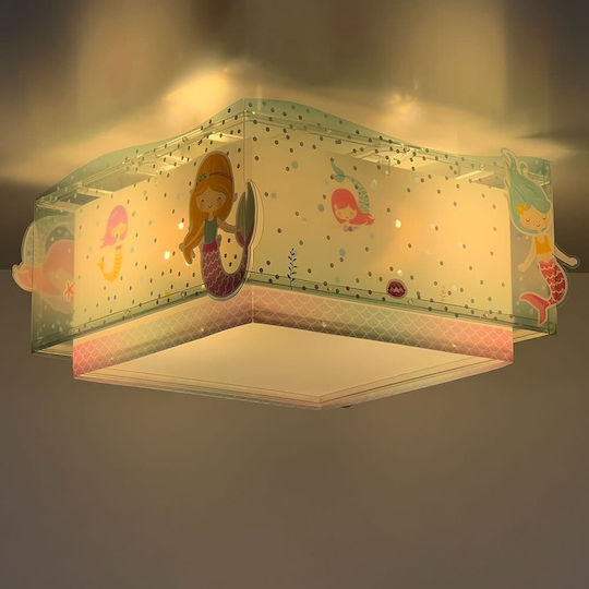 Ango Mermaids Einfaches Licht Kinderzimmer-Deckenleuchte aus Kunststoff 15W mit E27 Fassung Türkis