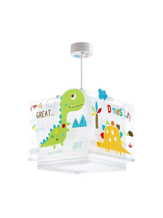 Ango Dinos Single-Light Kids Ceiling Light Hanging from Plastic 15W with E27 Base Light Blue 24x24cm