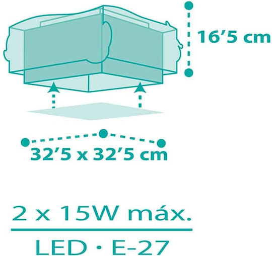 Ango Mermaids Einfaches Licht Kinderzimmer-Deckenleuchte aus Kunststoff 15W mit E27 Fassung Türkis