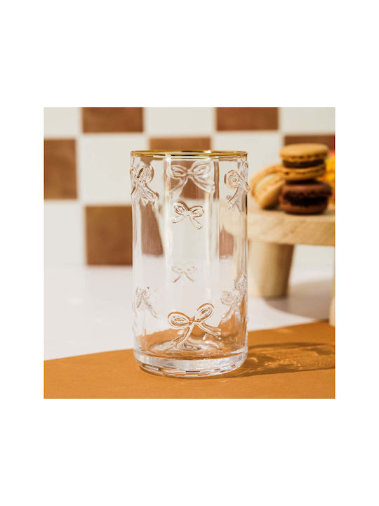 Koart Solene Set Brillen Wasser aus Glas in Gold Farbe 420ml Glas-Brillen-Wasser 6 Stück