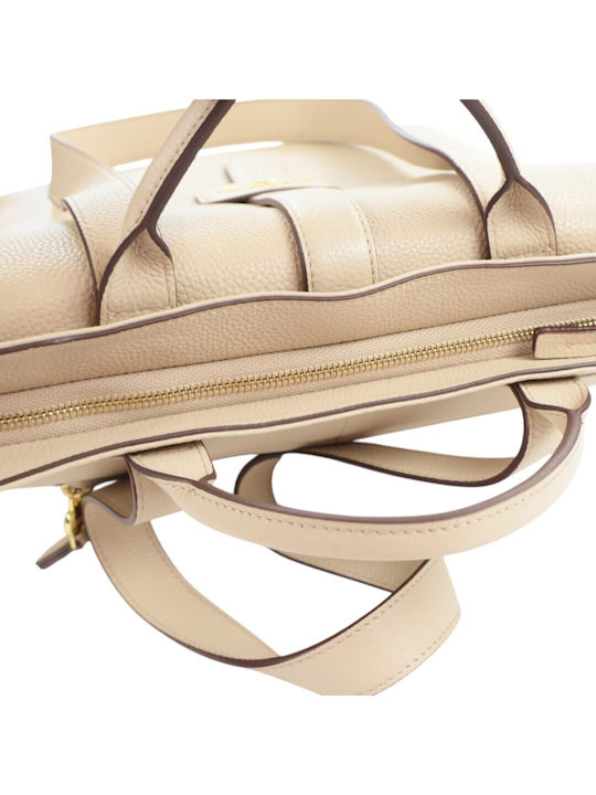 Leder Damen Schultertasche Taupe