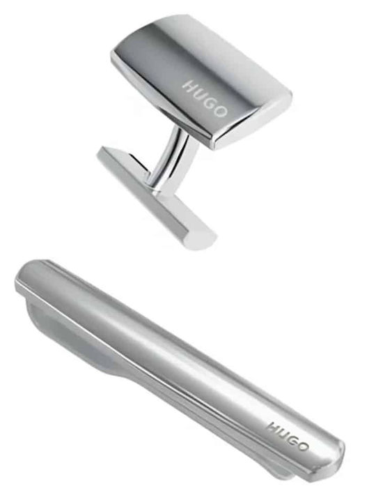 Hugo Cufflinks Tie Clip Liberty Series Set 50523101 040 Silver