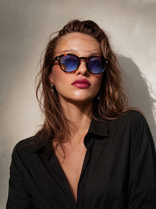 Red Raven Camdem Unisex Sunglasses with Brown Tartaruga Frame and Blue Polarized Lens rd-000092-TORTBLUE-