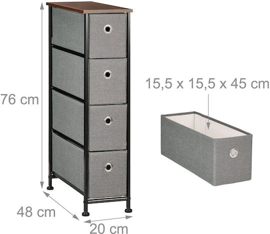Sertar De Depozitare Din Metal și Țesătură M20xL48xÎ76cm