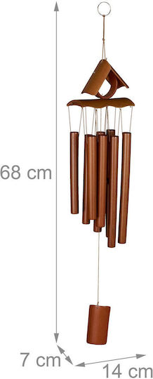 Relaxdays Bamboo Wind Chime 8 Tubes 68x14x7cm Brown