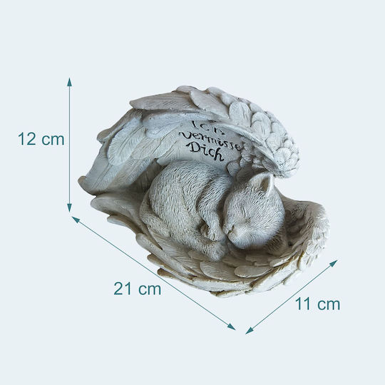 Pietre Memorial Pisici Relaxdays 12x21x11cm Crem Rezistente La Intemperii