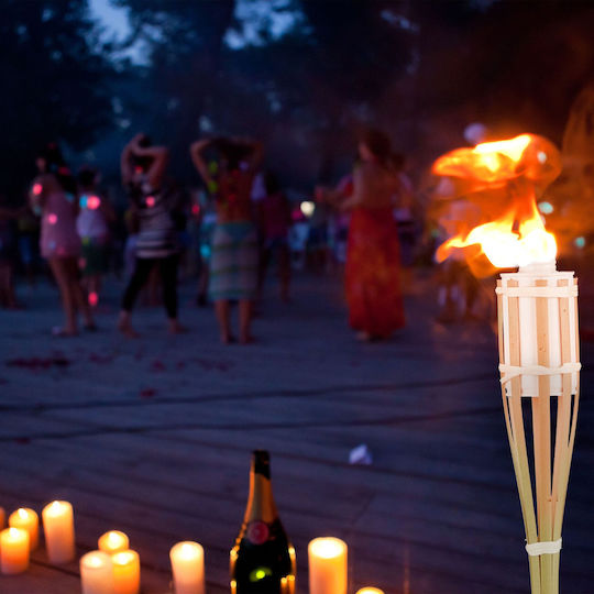 Set 10 Torțe De Grădină Din Bambus Relaxdays Design Natural Iluminare Plăcută Utilizare Colorată În Aer Liber