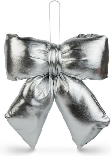 Decorative Bow Silver 21x19 Cm Glitter Effect